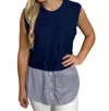 Eesome Sweater Vest With Striped Layer Top In Navy In Blue