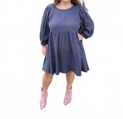 Eesome Take Me To Brunch Dress In Navy Blue In Gold