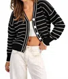 Eesome Textured Open Stitch Striped Knit Cardigan In Black In Animal Print