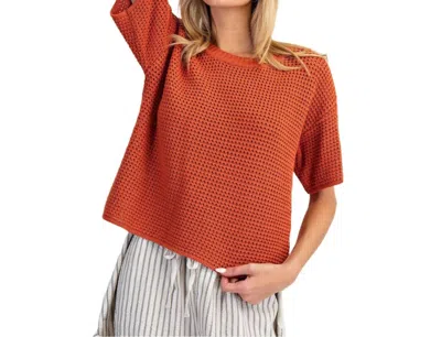Eesome Textured Short Sleeve Sweater In Clay In Animal Print