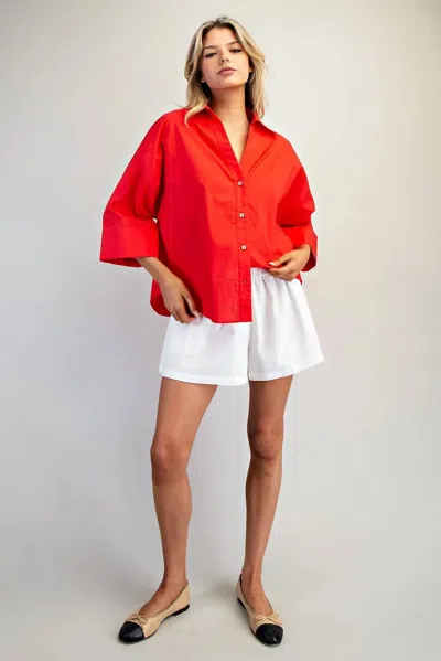 Eesome Patty Pleat Back Blouse In Red