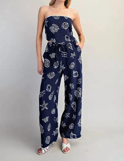 Eesome The Shore 2 Piece Wide Leg Set In Navy In Blue