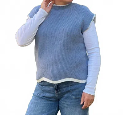 Eesome The Silver Lining Ribbed Knit Sweater In Denim In Blue