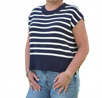 Eesome The Terri Striped Sweater In Navy In Blue
