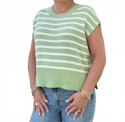 Eesome The Terri Striped Sweater In Pepper Mint In Green