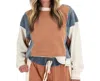 Eesome Think It Through Top In Beige In Blue