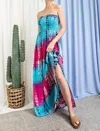 Eesome Tie Dye Strapless Smocked Maxi Dress In Multi In Blue