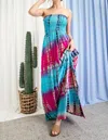 Eesome Tie Dye Strapless Smocked Maxi Dress In Multi In Multi