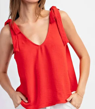 Eesome Tie Strap Sleeveless Top In Red