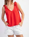 Eesome Tie Strap Sleeveless Top In Red In Red