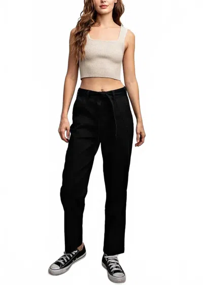 Eesome Tie Waist Denim Pants In Black In Multi