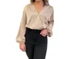 EESOME TIE WAIST LONG SLEEVE TOP IN CHAMPAGNE