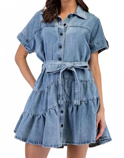 Eesome Tiered Demin Button Mini In Blue