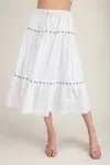 Eesome Tiered Lace Trim Midi Skirt In White In White