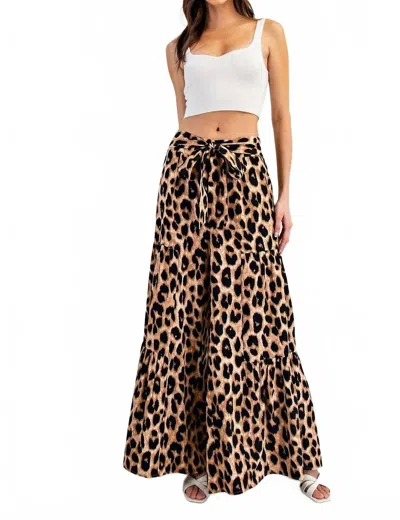 Eesome Tiered Wide Leg Pants In Leopard In Animal Print