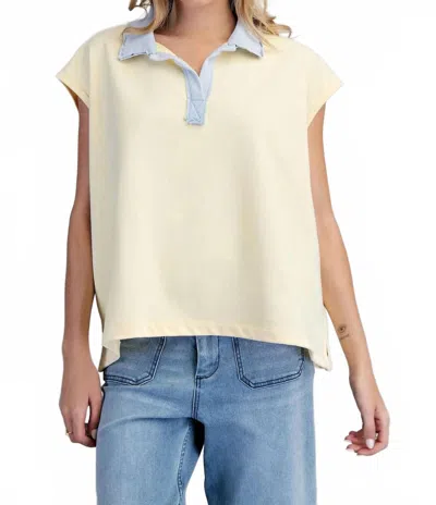Eesome Tricia Terry Collared Top In Yellow In Neutral