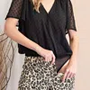 EESOME TUFTED DOTS BODYSUIT-BLOUSE IN BLACK