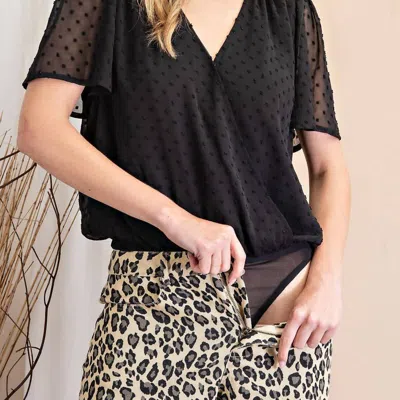 Eesome Tufted Dots Bodysuit-blouse In Black