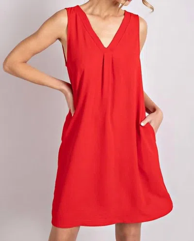 Eesome V Neck Mini Dress In Tomato In Red