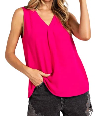 Eesome V-neck Tank Top In Hot Pink
