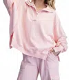 Eesome Washed Long Sleeve Pullover In Pink In Pink