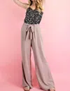 EESOME EE:SOME WIDE LEG PANTS WITH SELF TIE BELT IN TAUPE