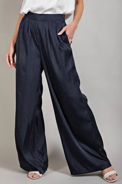Eesome Wide Pintuck Pants In Navy In Black