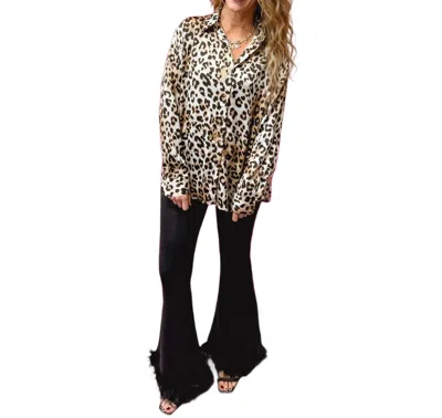 Eesome Wild About You Button Up Top In Leopard Print In Multi