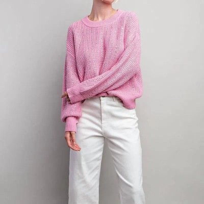 Eesome Women's Jewel Crochet Knit Sweater In Bubble Pink