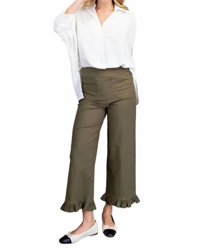Eesome Women's Leanne Straight Leg Ruffled Hem Pants In Green