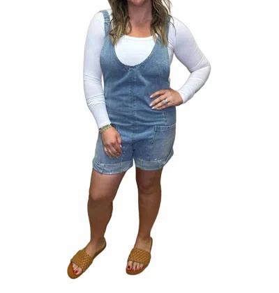 Eesome Women's Mineral Washed Romper In Denim