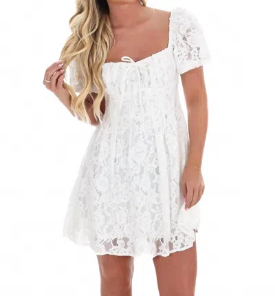 Eesome Women's Running On Love Lace Mini Dress In Off White