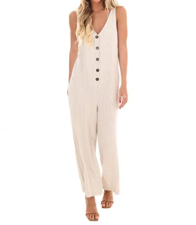 Eesome Women's Show You Off Pinstripe Jumpsuit In Oatmeal In Neutral