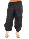 Eesome Women's Striped Side Bow Windbreaker Pants In Black In Black