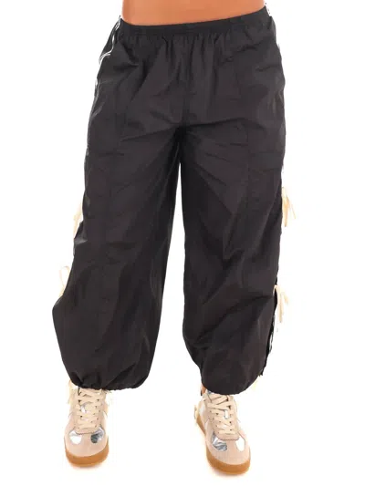 Eesome Women's Striped Side Bow Windbreaker Pants In Black