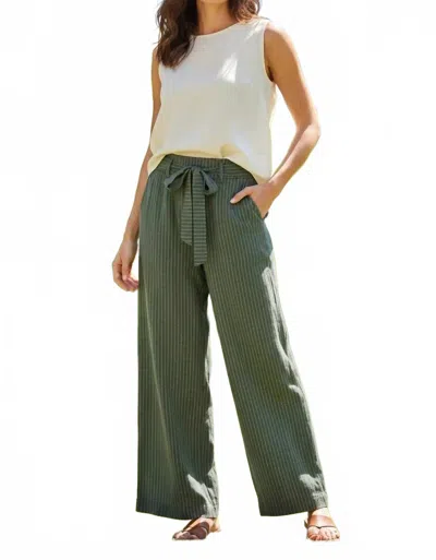 Eesome Women's Striped Tie Front Pants In Olive In Green