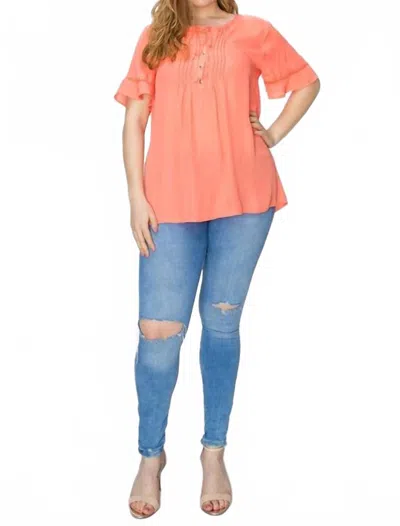 Eesome Women's Tricia Pintuck Hi Low Top In Peach In Pink