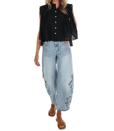 Eesome Women's Worn To Wander Floral Eyelet Lace Top In Black