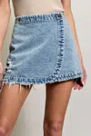 Eesome Wrap Mini Skirt In Stonewashed In Multi