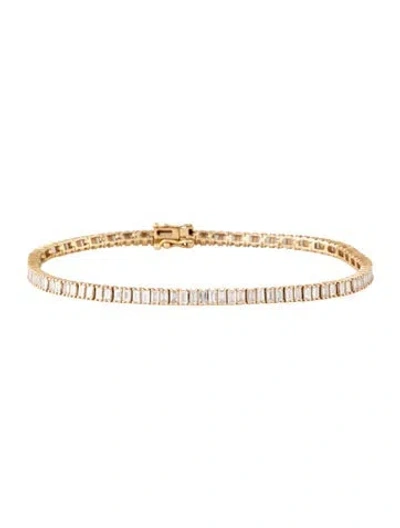 Pre-owned Ef Collection 14k 2.74ctw Diamond Baguette Eternity Link Bracelet, 6.5" In Multicolor