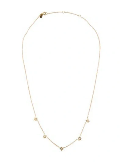 Pre-owned Ef Collection 14k Diamond 5 Star Station Necklace, 18" In Multicolor