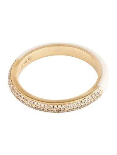 Pre-owned Ef Collection 14k Diamond & Enamel Band In White