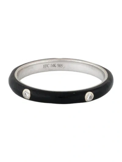 Pre-owned Ef Collection 14k Diamond & Enamel Stack Ring In Multicolor