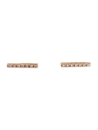 Pre-owned Ef Collection 14k Diamond Bar Stud Earrings In Multicolor