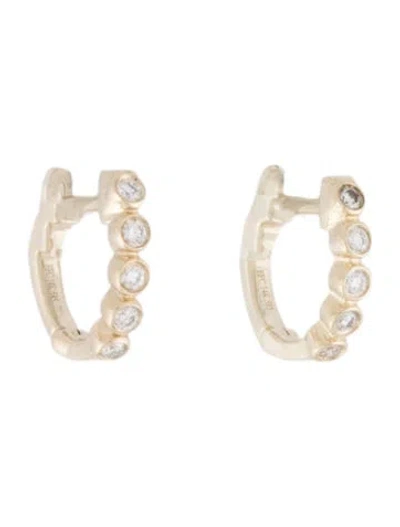 Pre-owned Ef Collection 14k Diamond Bezel Mini Huggie Earrings In Multicolor
