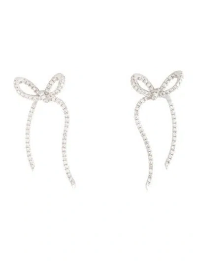 Pre-owned Ef Collection 14k Diamond Bow Drop Earrings In Multicolor
