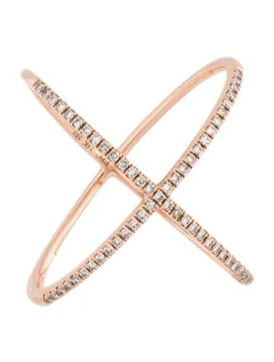 Pre-owned Ef Collection 14k Diamond Crossover Ring In Multicolor