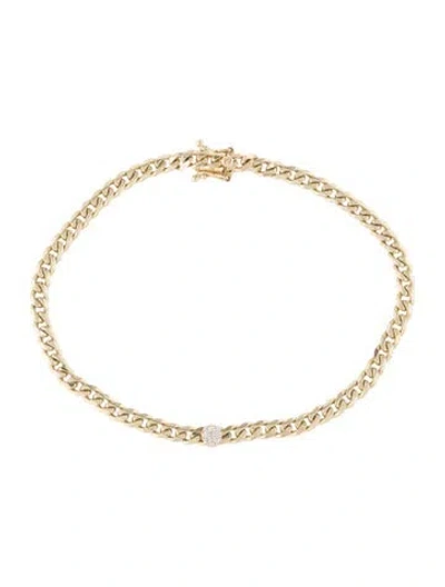 Pre-owned Ef Collection 14k Diamond Curb Chain Link Bracelet, 7" In Multi