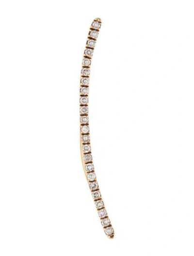 Pre-owned Ef Collection 14k Diamond Curved Bar Ear Climber In Metallic