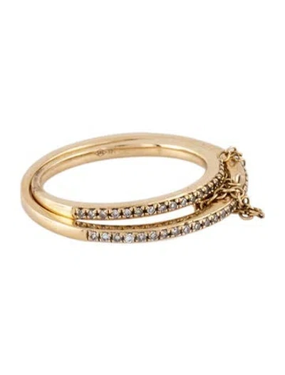 Pre-owned Ef Collection 14k Diamond Double Chain Ring In Multicolor